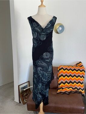 Eva Blue Fairy Whimsigoth Plus Size Paisley Beaded Cowl Dress